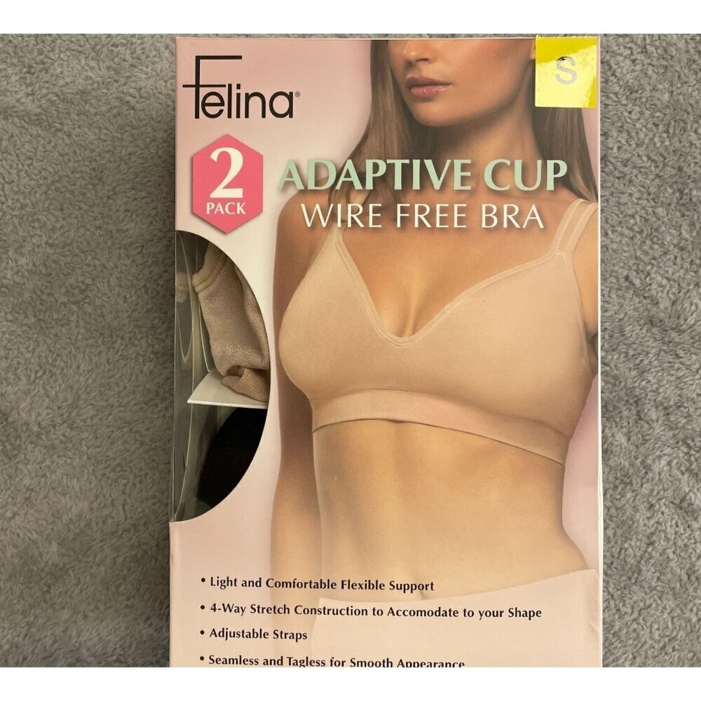 NEW Felina 2-Pack Women's S  Adaptive Cup Wire-Free Bra